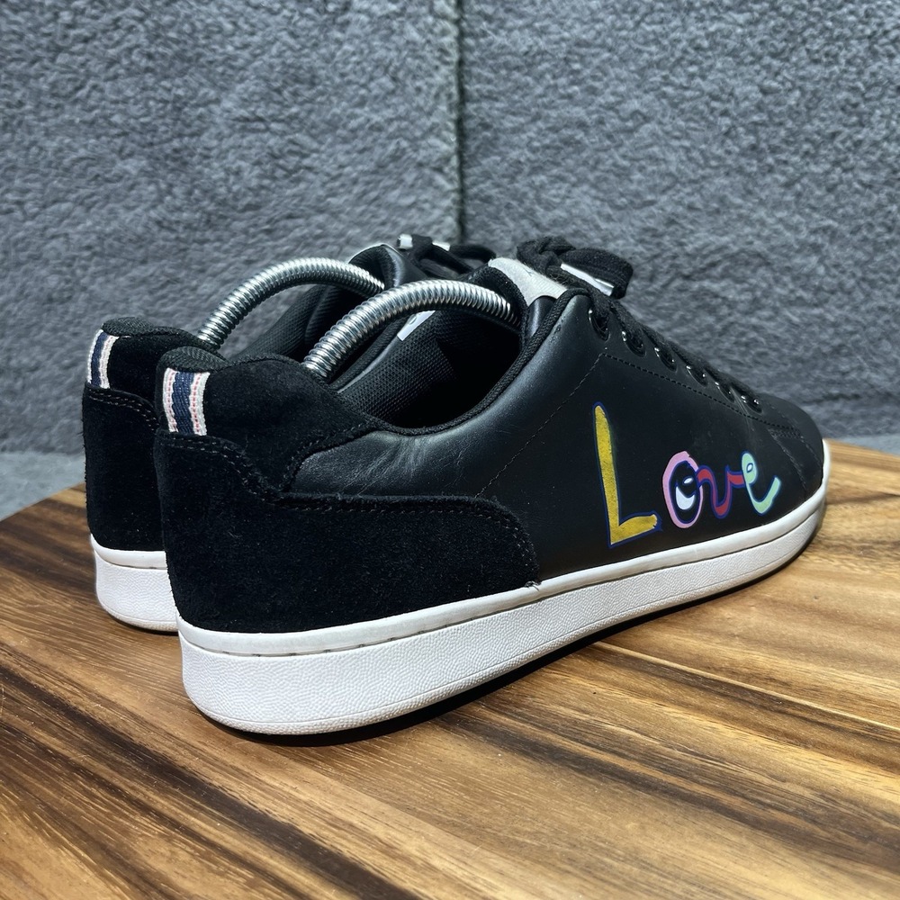 ED Ellen Degeneres "LOVE" Black Leather Sneaker‎ Shoes Womens US 11M EUR 43 - Picture 2 of 12